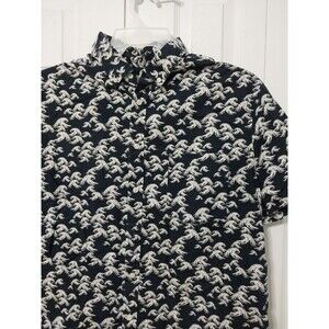 Goodfellow & Co Mens Short Sleeve Northrop Shirt Button Down Blue Ocean Waves XL